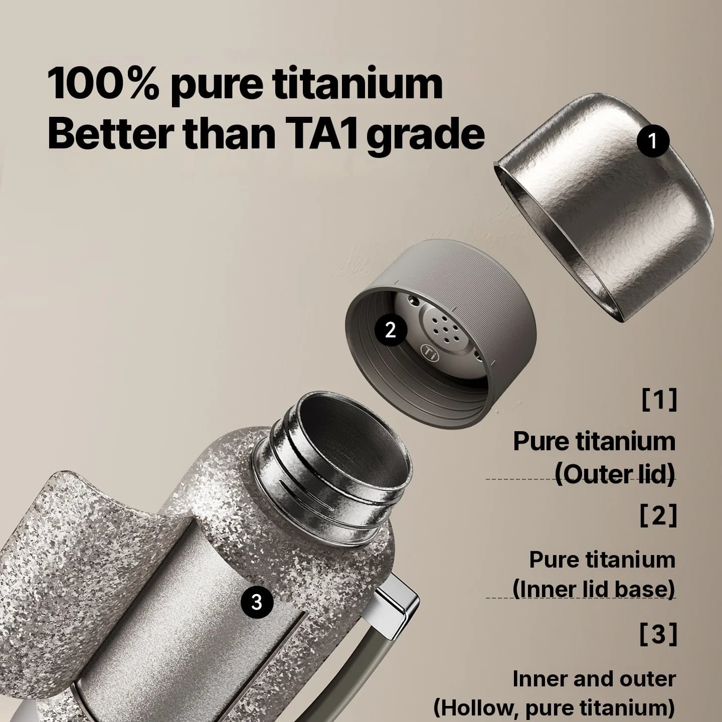 Tasse chauffante électrique en titane pur avec isolation 1200ml