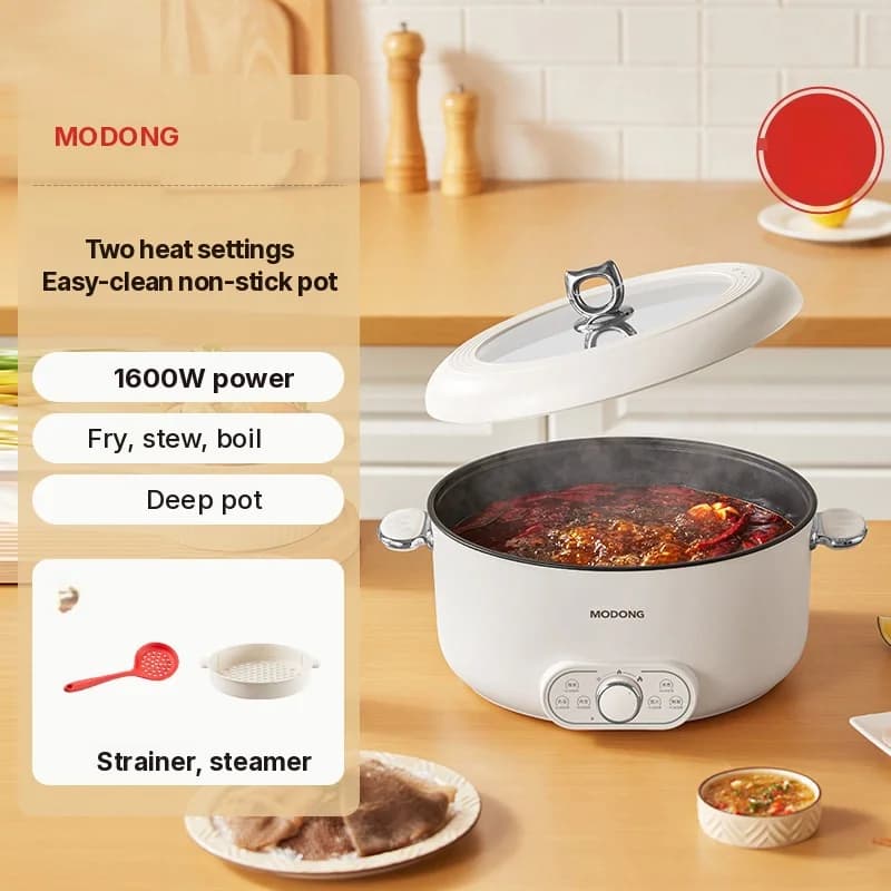Pot électrique avec cuiseur vapeur, grande capacité 8L, 220V