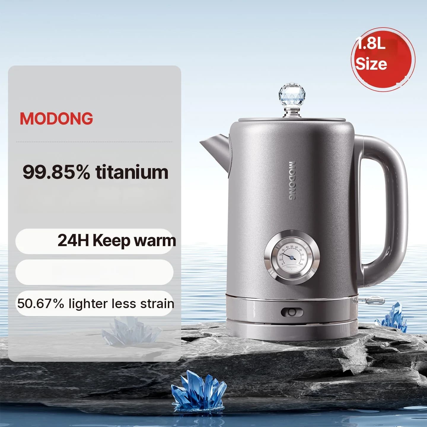 Bouilloire électrique en acier inoxydable 304 1.8L maintien au chaud 1500W