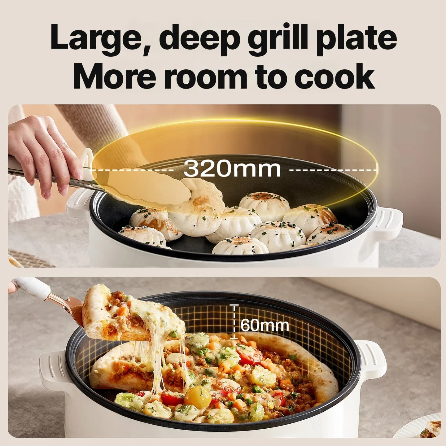 Plaque de cuisson électrique double face 4 L antiadhésive 1800 W