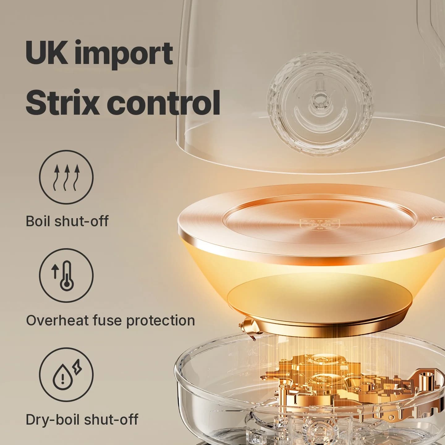 Bouilloire électrique en acier inoxydable avec indicateur de température 1.8L