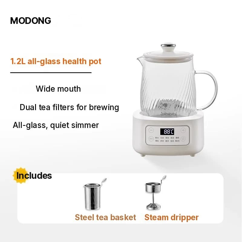 Bouilloire santé électrique en verre 1-1,5L commande tactile pour thé