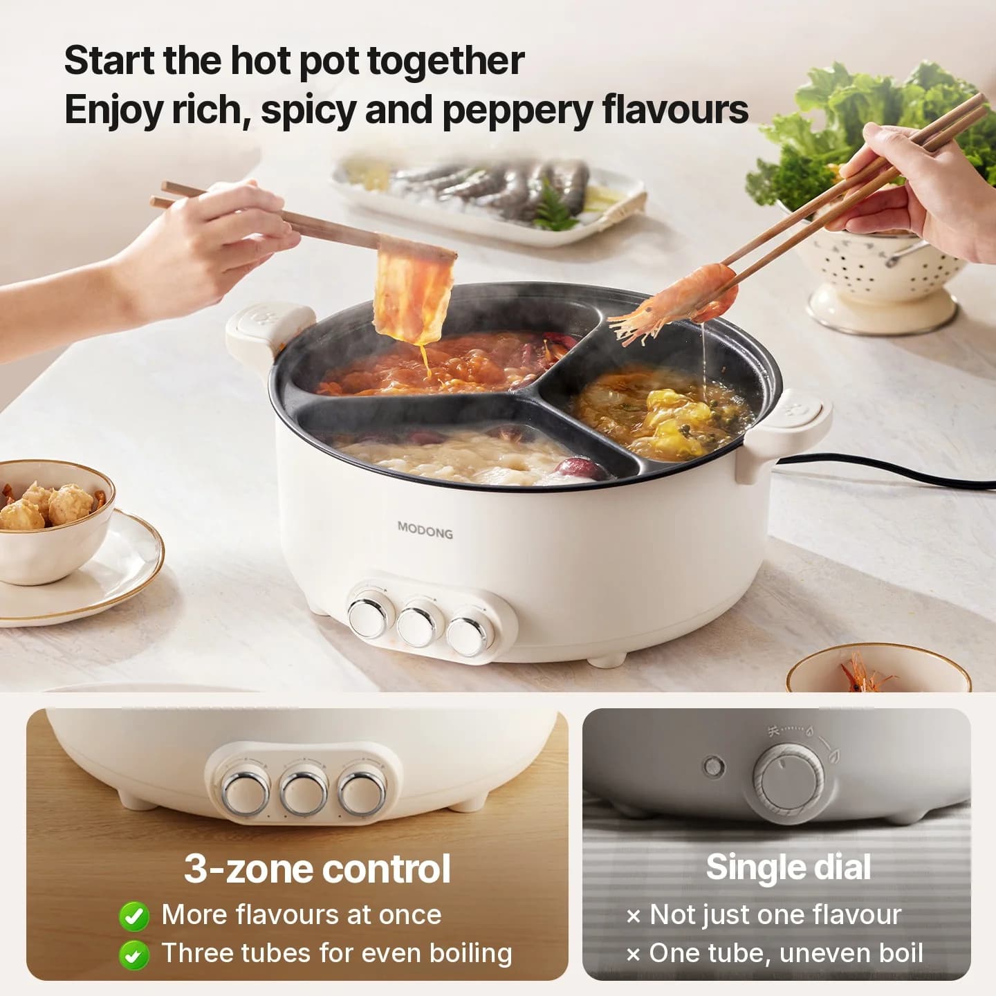 Hot pot électrique avec séparateur, 5.6L/8L, 220V