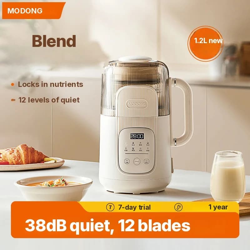 Blender chauffant 1,2 L à commande tactile, corps en verre