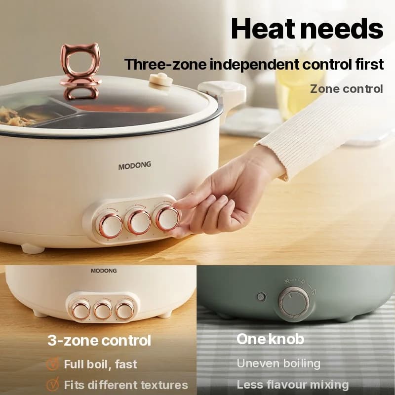 Marmite électrique divisée 6L-8L, 220V, 5-6 personnes