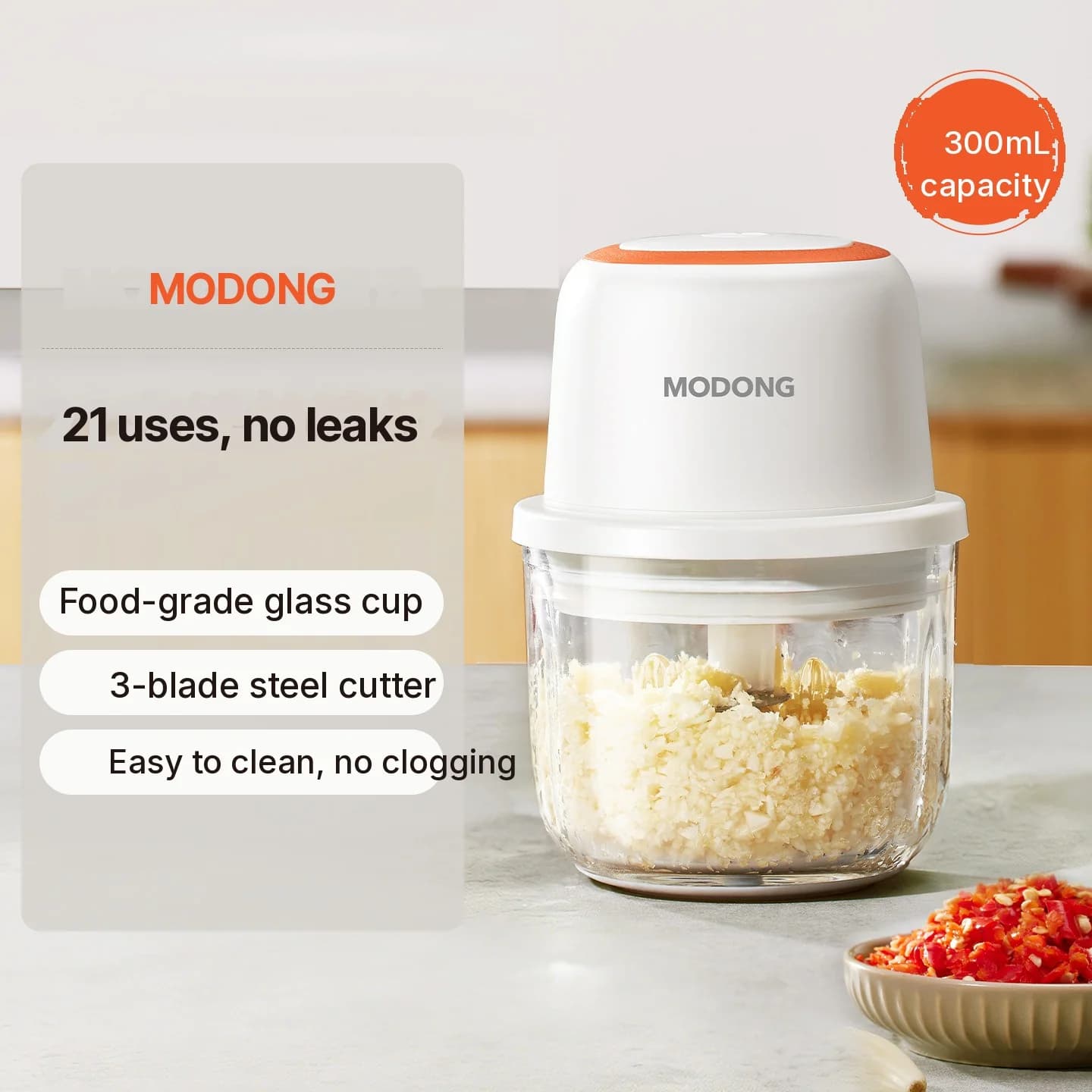 Robot culinaire électrique pour bébé, bol en verre 300 ml 45 W