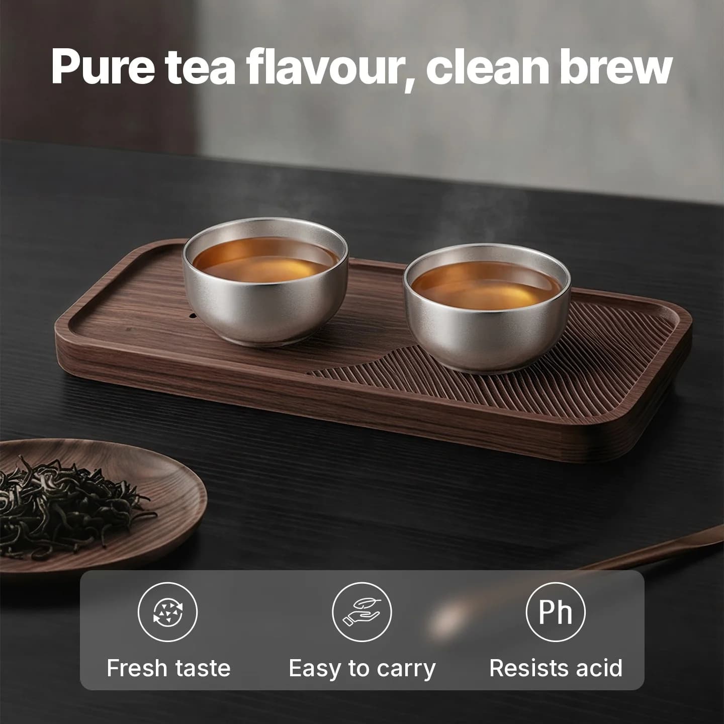 Service à thé gongfu en titane pur 55ml finition brute fait main
