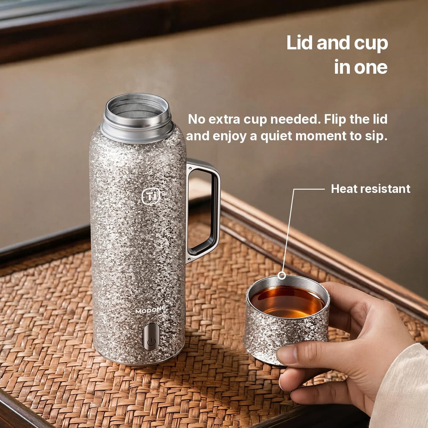 Tasse isotherme en titane pur avec affichage de la température, 601-700ml