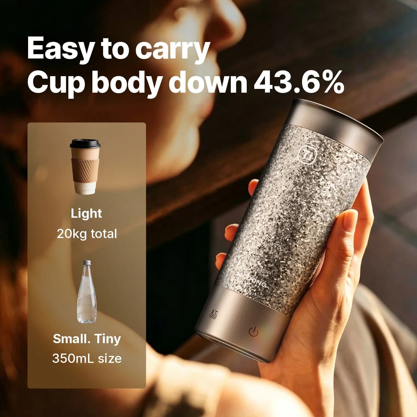 Tasse chauffante électrique portable en titane 350ml coffret cadeau