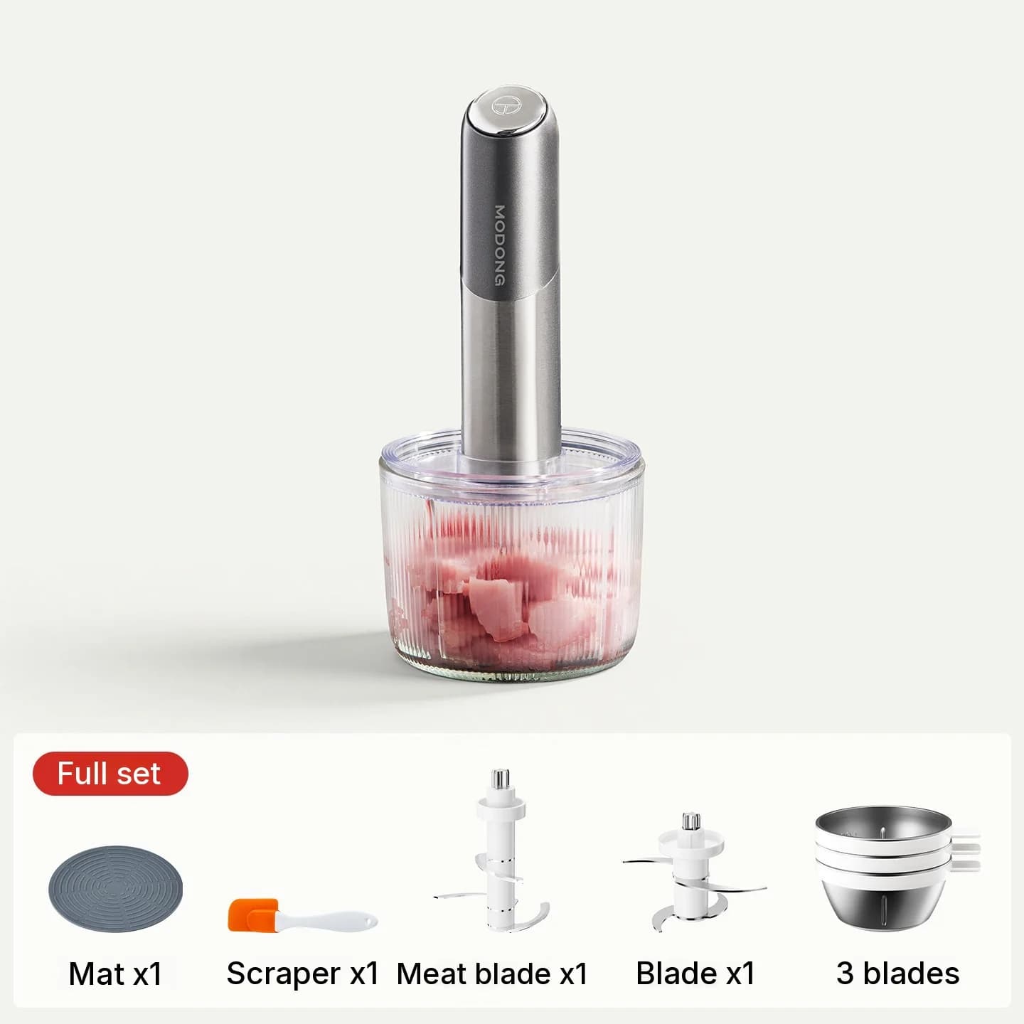 Hachoir électrique portable avec bol en verre