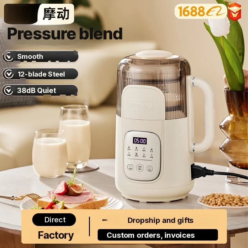 Blender chauffant 1,2 L à commande tactile, corps en verre