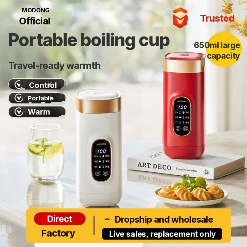 Tasse chauffante électrique portable 650ml avec revêtement intérieur 304 ou 316