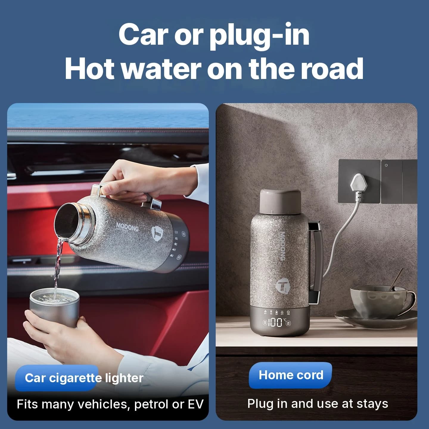 Tasse chauffante électrique portable en titane 1L, bouilloire de voyage double mode