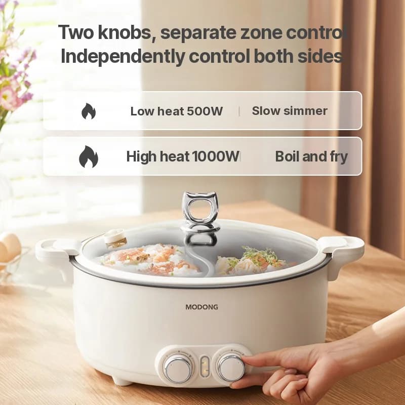 Marmite électrique double zone 8 L avec température réglable