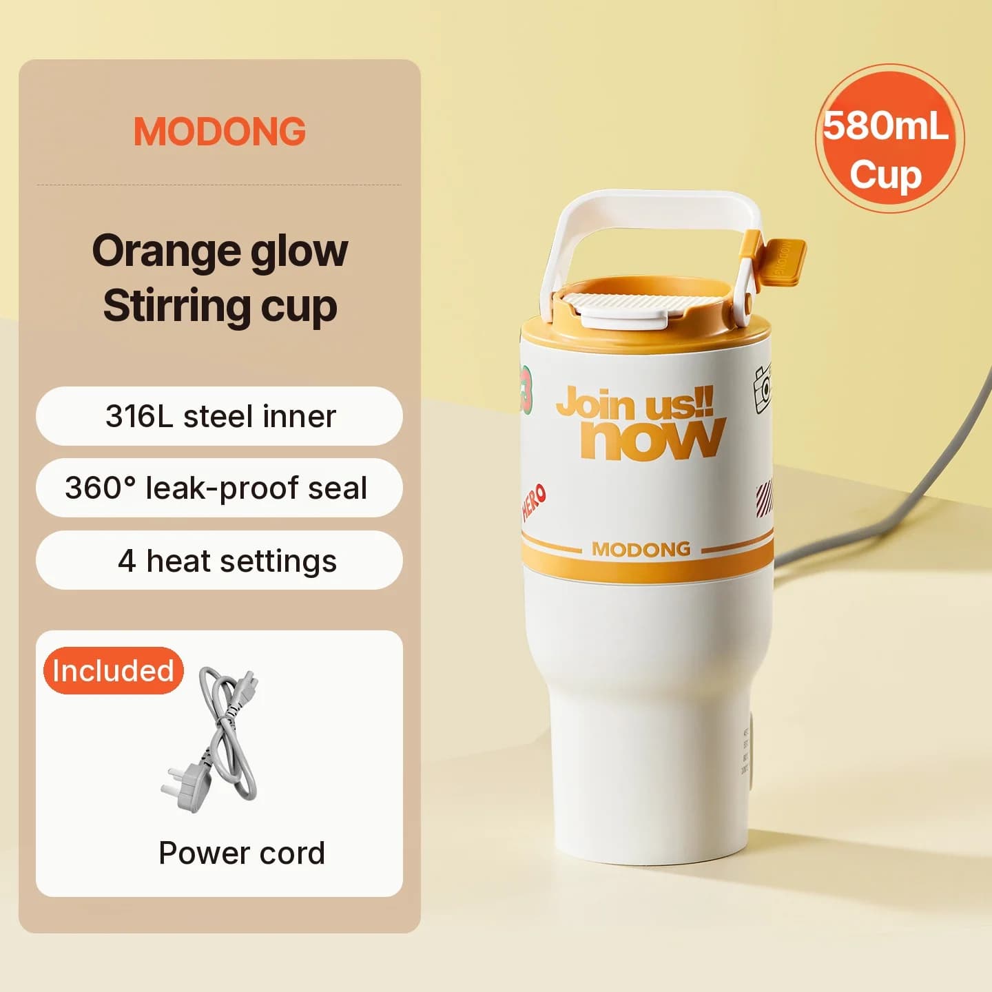 Tasse chauffante électrique avec fonction d’agitation, portable 220V