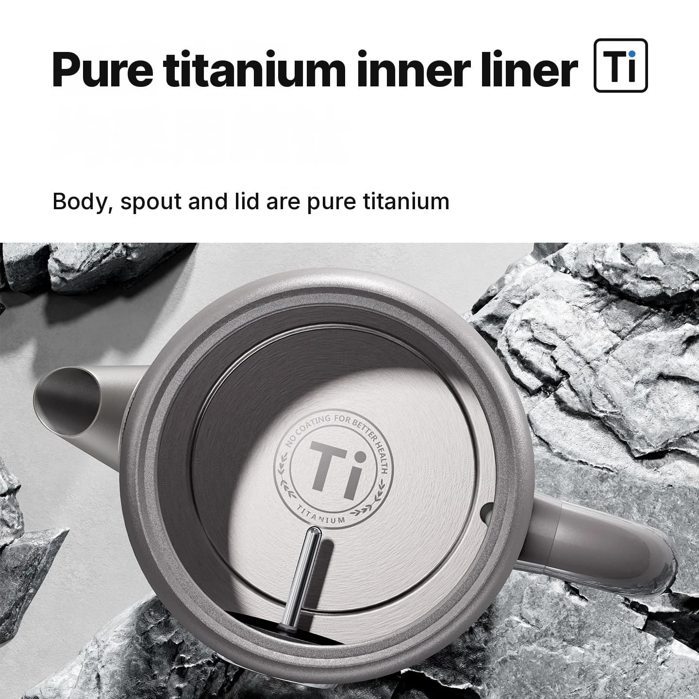 Bouilloire électrique en titane pur 1.8L avec affichage de la température