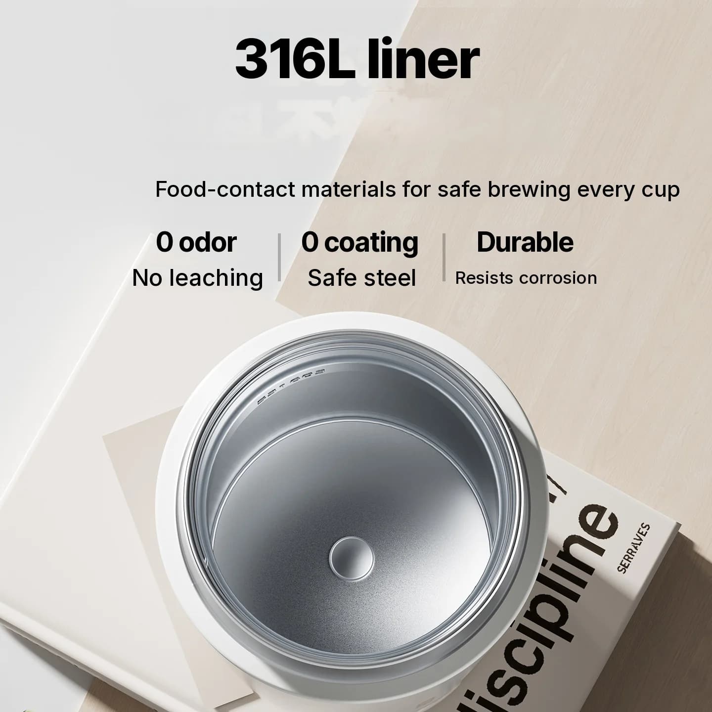 Tasse chauffante électrique portable 350ml acier inoxydable 316L