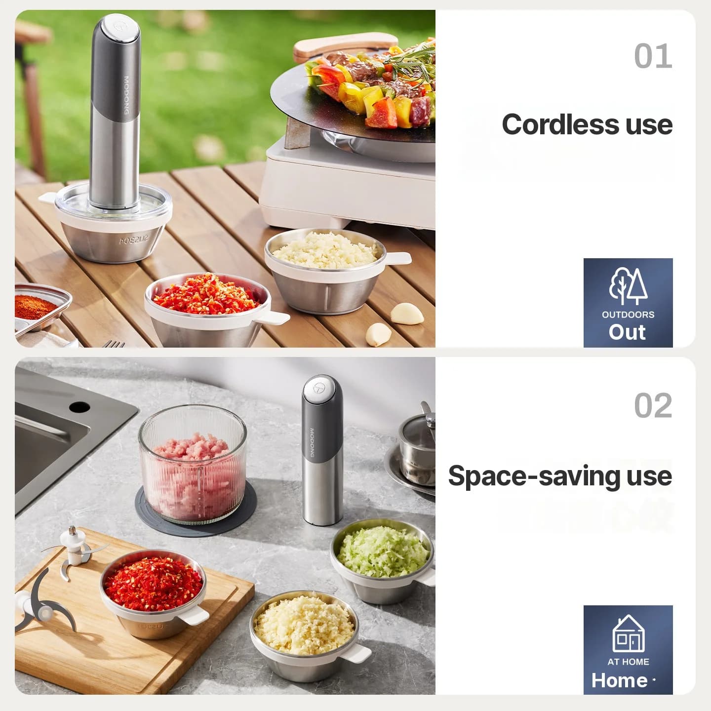 Hachoir électrique portable avec bol en verre