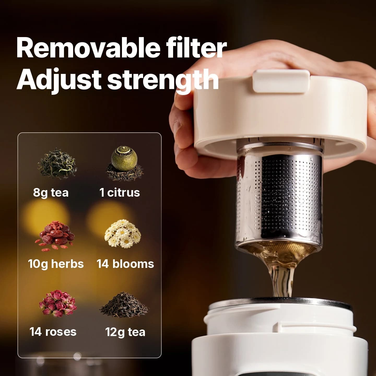 Tasse chauffante électrique portable avec filtre, 220V
