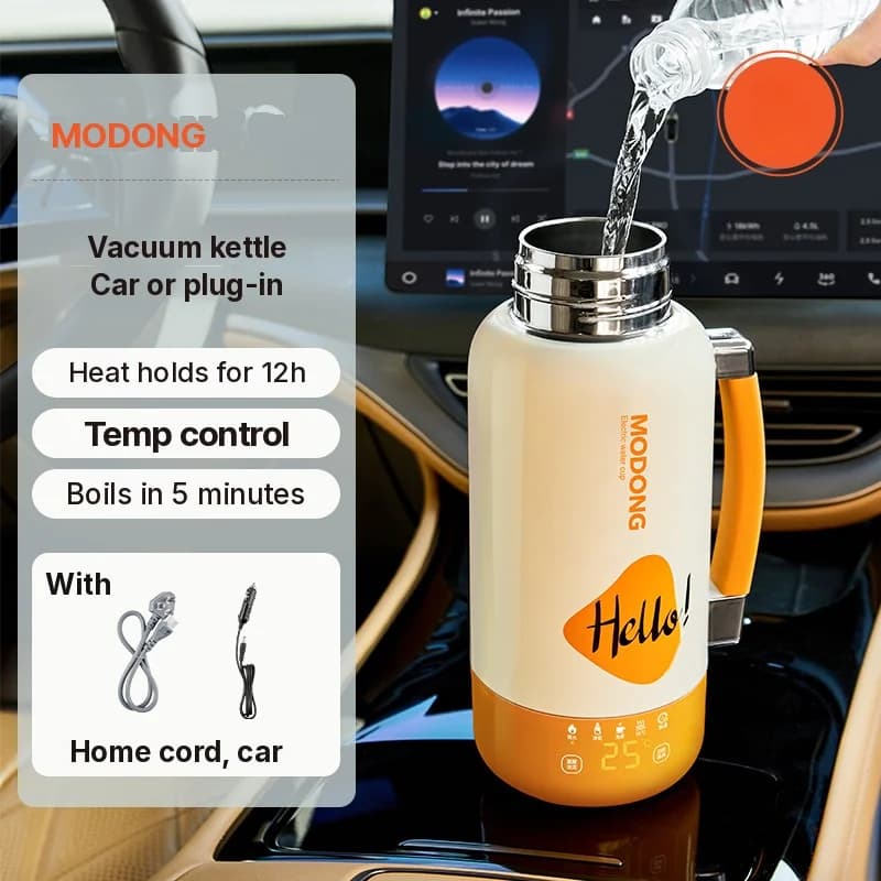 Cafetière chauffante électrique portable pour voiture et prise secteur 1L 316 acier inoxydable