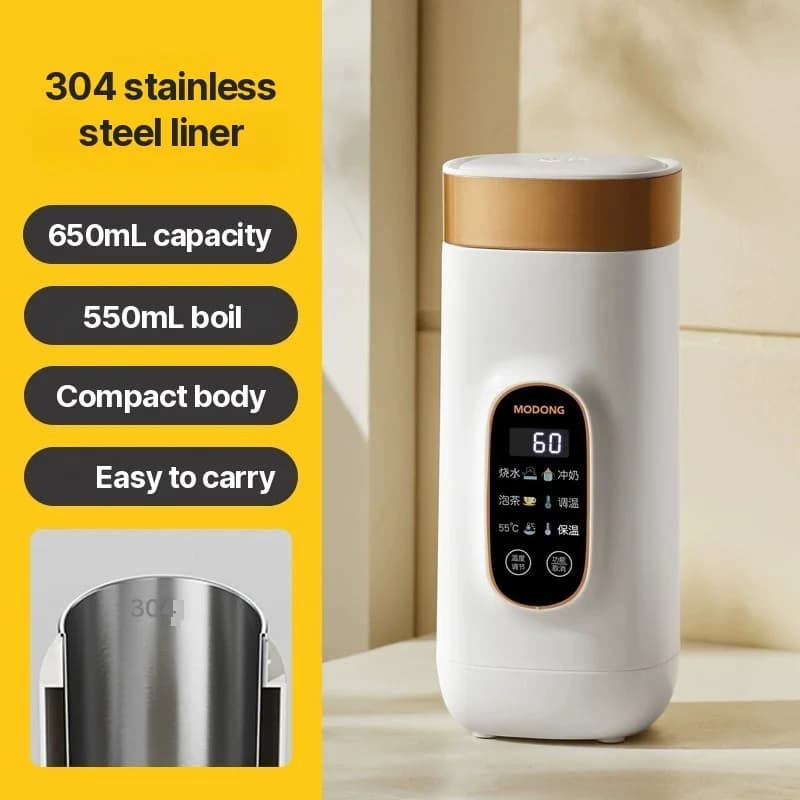 Gobelet chauffant électrique portable 650ml avec revêtement 304 ou 316