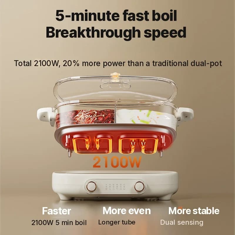 Hot pot électrique 7L avec séparateur ou quatre compartiments, 220V, marmite divisée