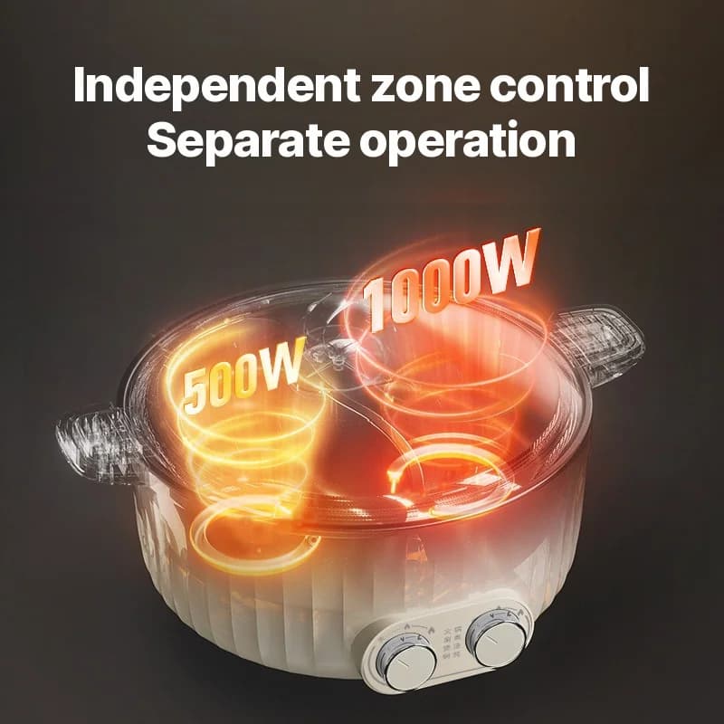 Hot pot électrique 7L à double zone avec contrôle indépendant de la température