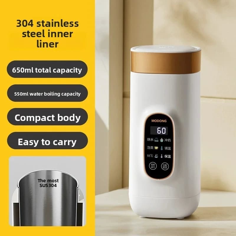 Tasse chauffante électrique portable 650ml avec revêtement intérieur 304 ou 316