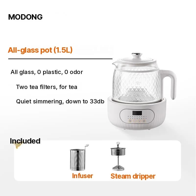 Pot de santé électrique en verre avec double couche anti-brûlure