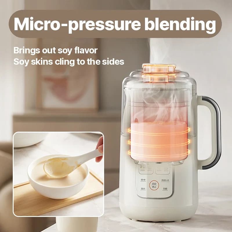 Blender chauffant 1.2L pour lait de soja avec cuve intérieure en acier inoxydable