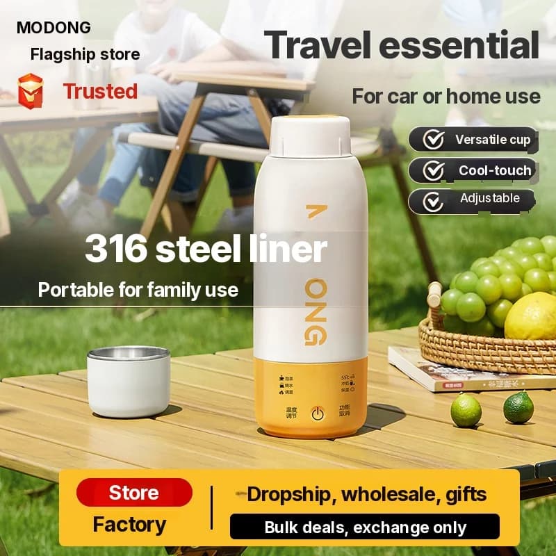 Tasse chauffante électrique portable avec contrôle de température et usage en voiture