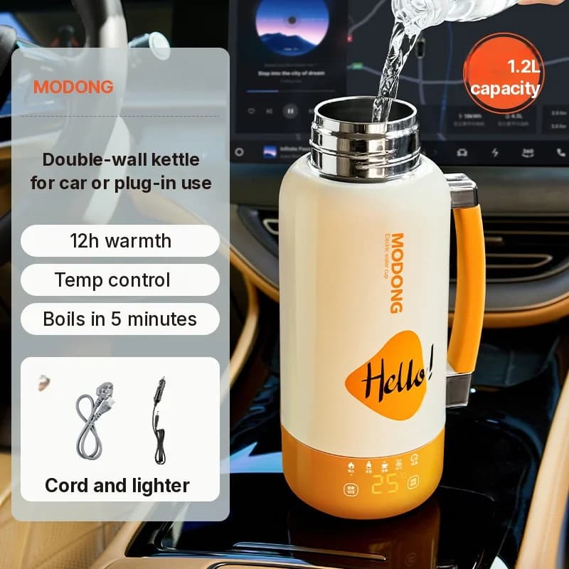 Cafetière chauffante électrique portable pour voiture et prise secteur 1L 316 acier inoxydable