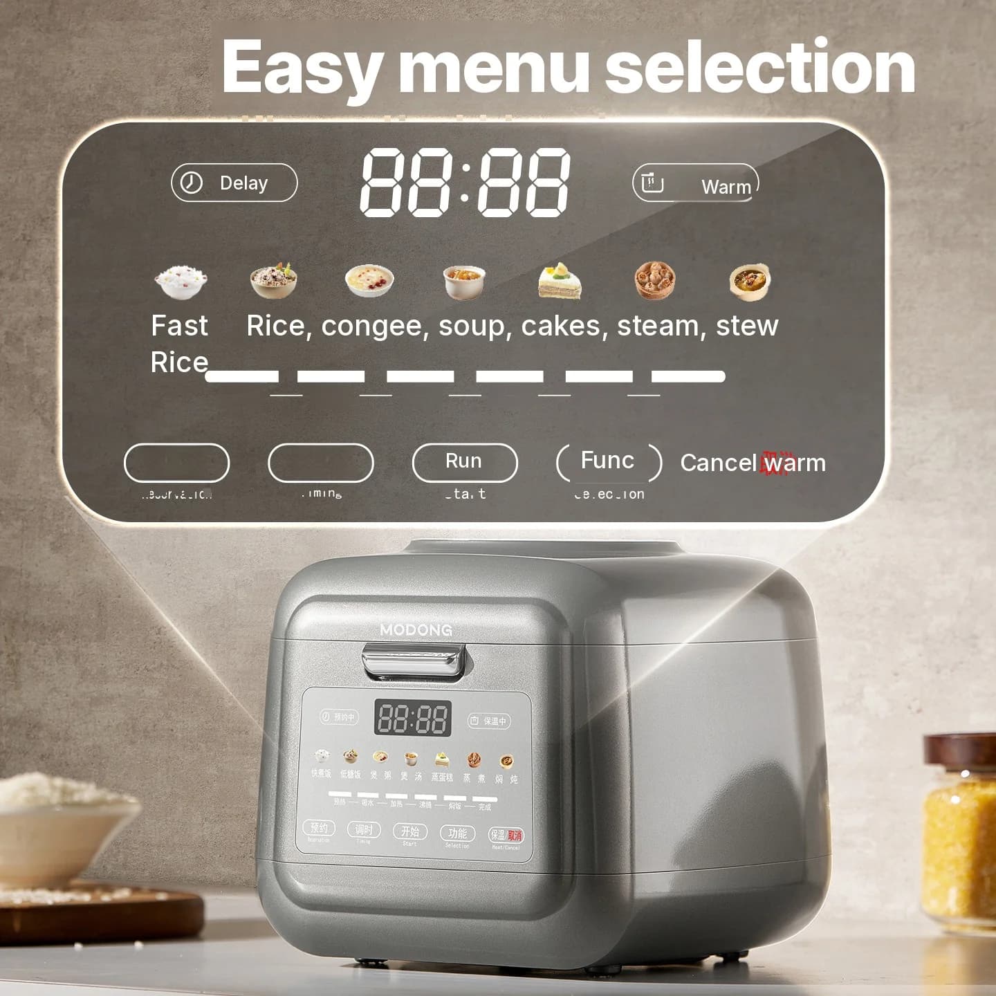Cuiseur à riz électrique 3L avec maintien au chaud, minuterie et cuisson vapeur