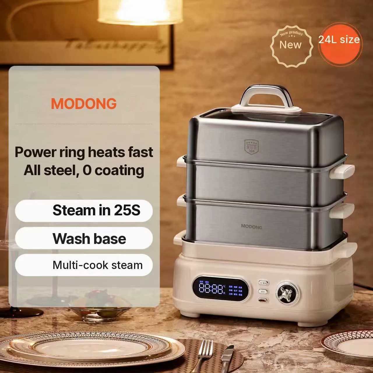 Cuiseur vapeur électrique en acier inoxydable 18L 24L double ou triple niveau