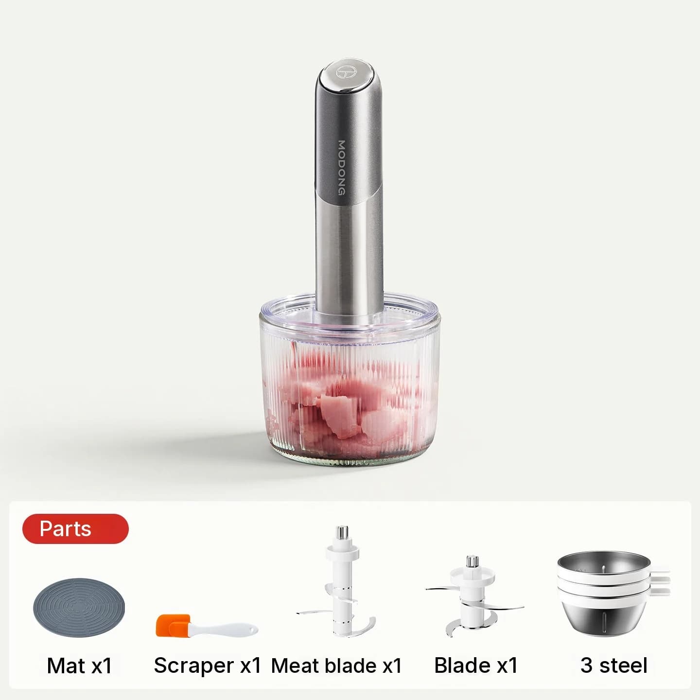 Hachoir électrique portable avec bol en verre