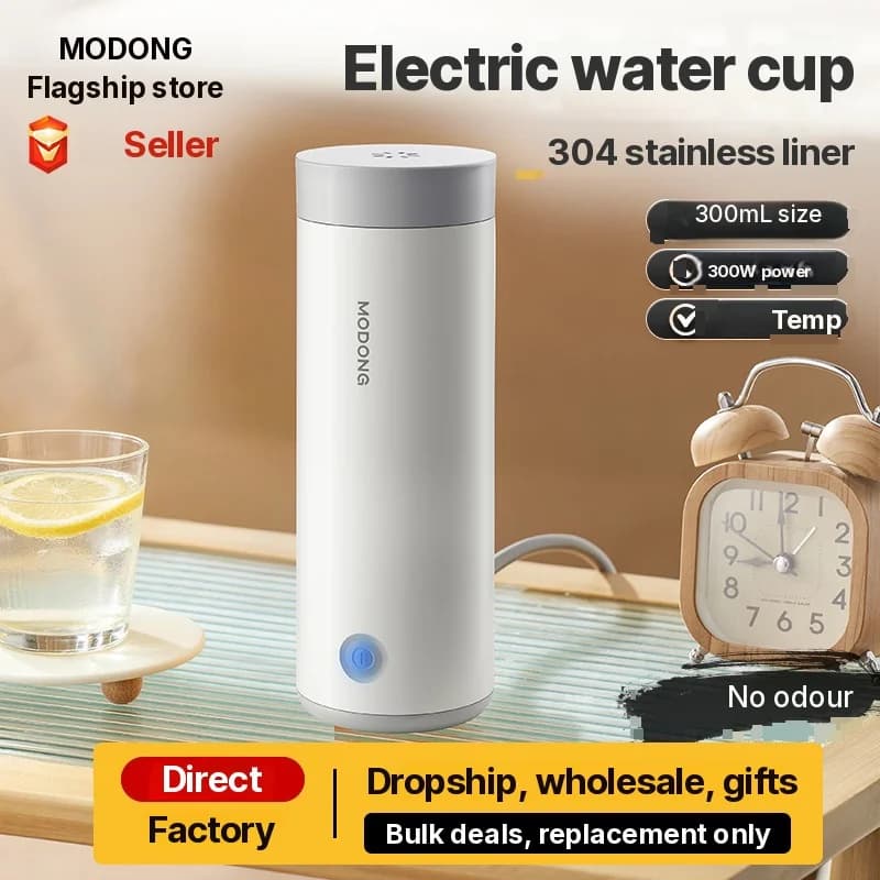 Tasse à eau chauffante électrique portable avec revêtement 304 300ml