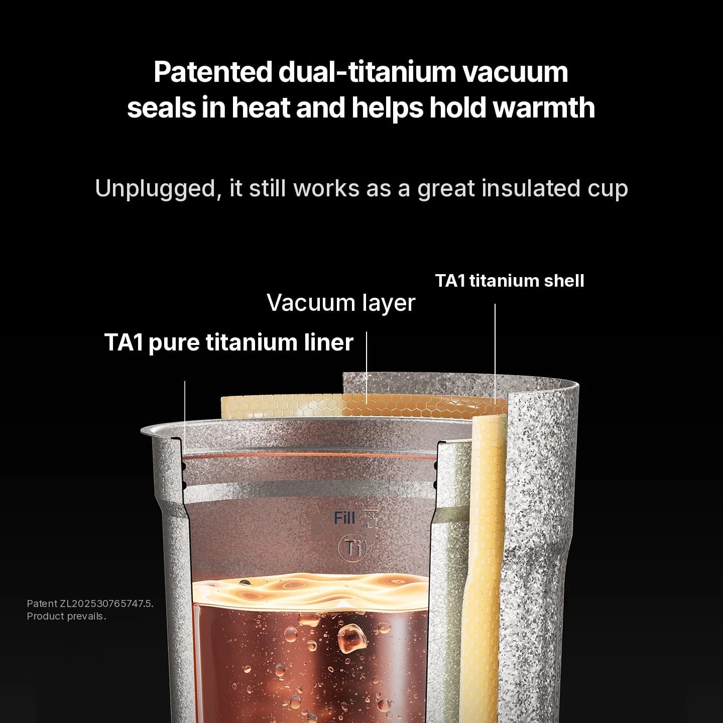 Tasse chauffante électrique portable en titane 400ml affichage de température