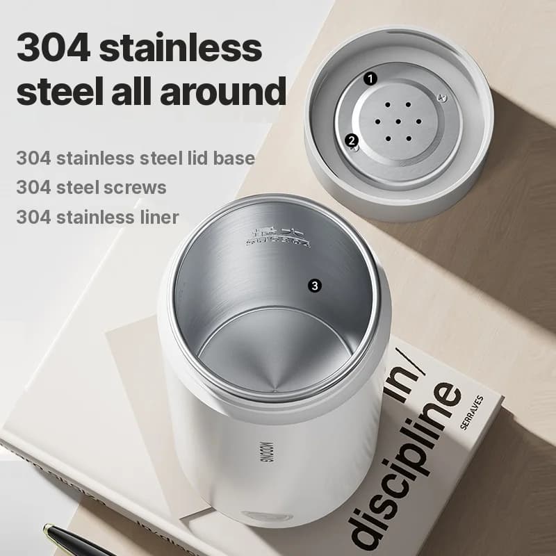 Tasse chauffante électrique portable, acier inoxydable 304, 300 ml, 220 V