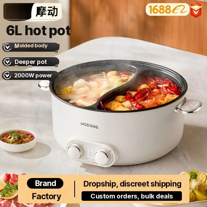 Hot pot électrique 6L à double zone avec contrôle indépendant de la température
