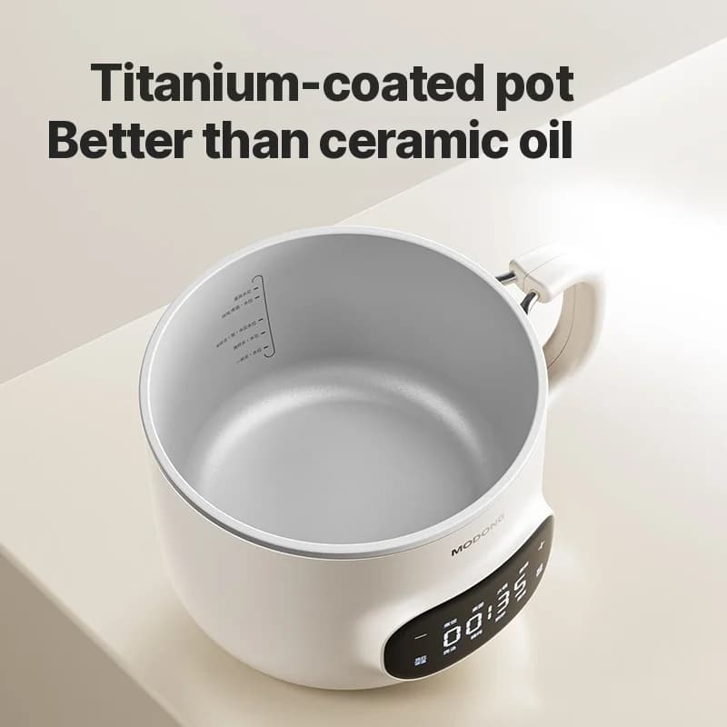Mini cuiseur électrique 2L antiadhésif avec revêtement céramique et panier vapeur