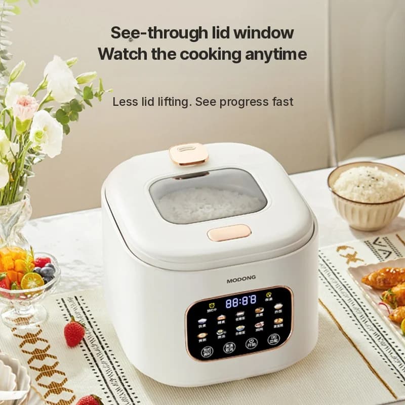 Cuiseur à riz électrique 3L avec fenêtre en verre et minuterie