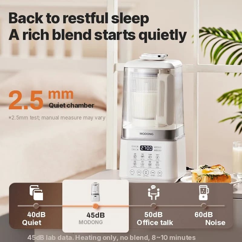Blender chauffant silencieux avec fonction maintien au chaud
