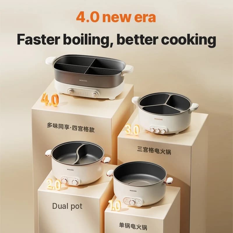 Hot pot électrique 7L avec séparateur ou quatre compartiments, 220V, marmite divisée