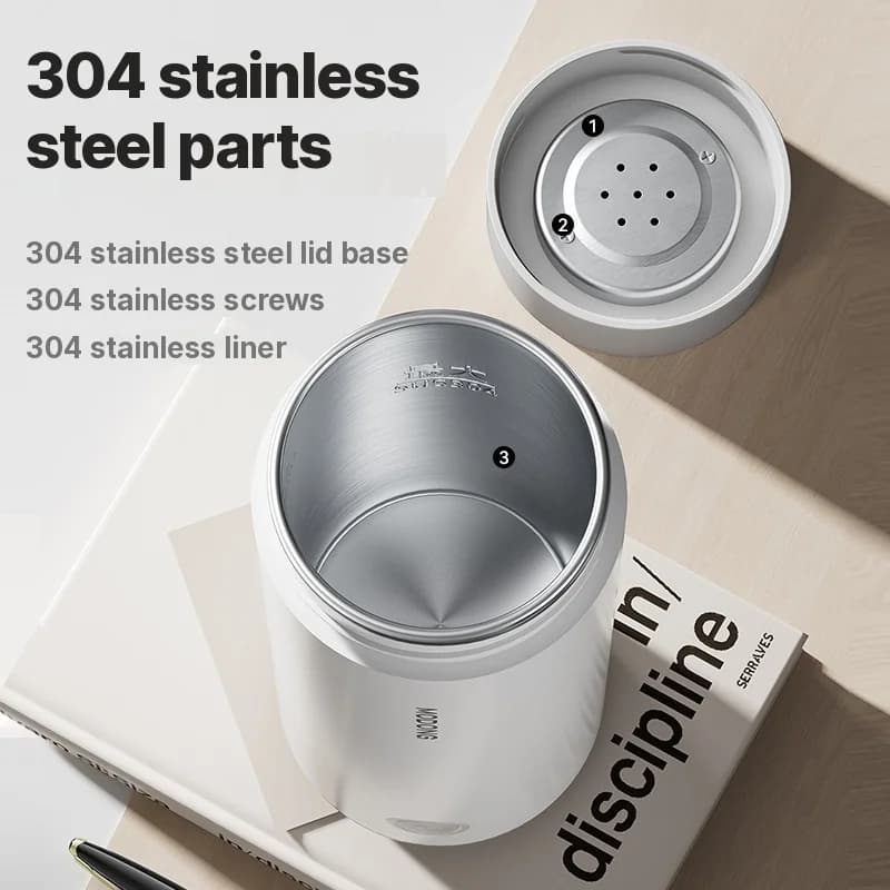 Tasse à eau chauffante électrique portable avec revêtement 304 300ml