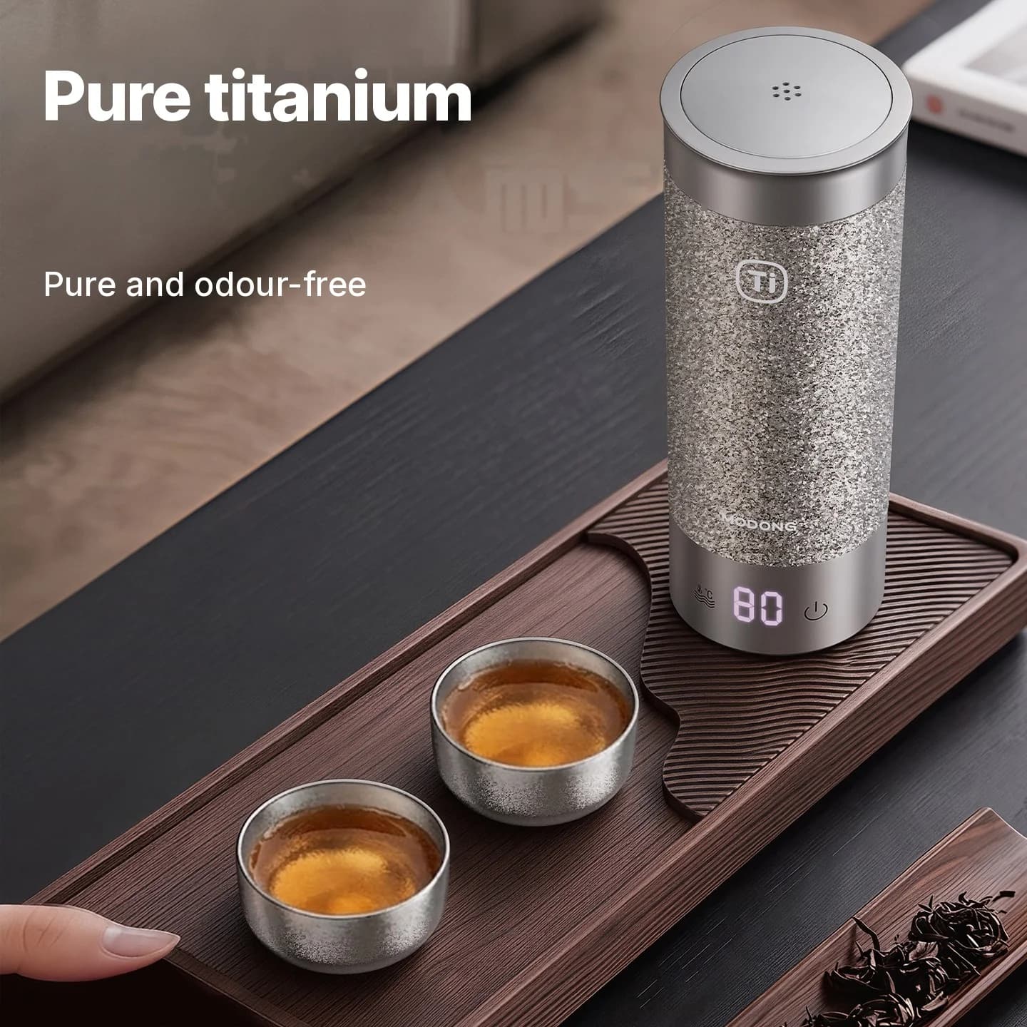 Service à thé gongfu en titane pur 55ml finition brute fait main
