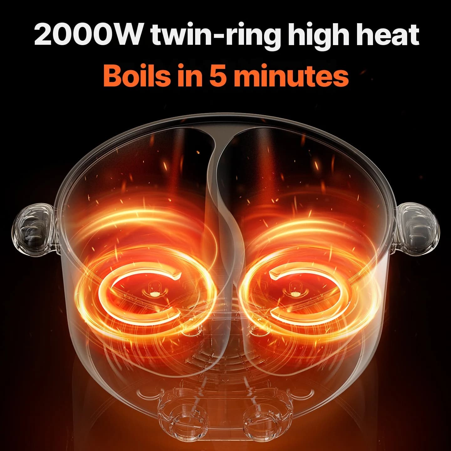 Marmite électrique à double zone 6L avec contrôle indépendant de la température