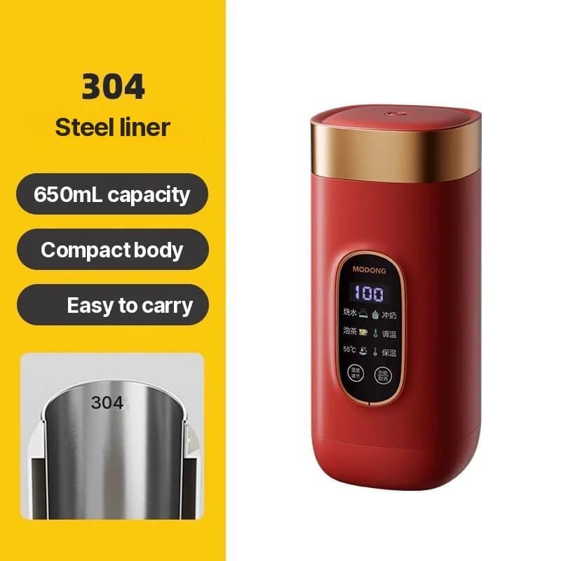 Tasse chauffante électrique portable pour l’eau 650 ml, doublure 304, 220V
