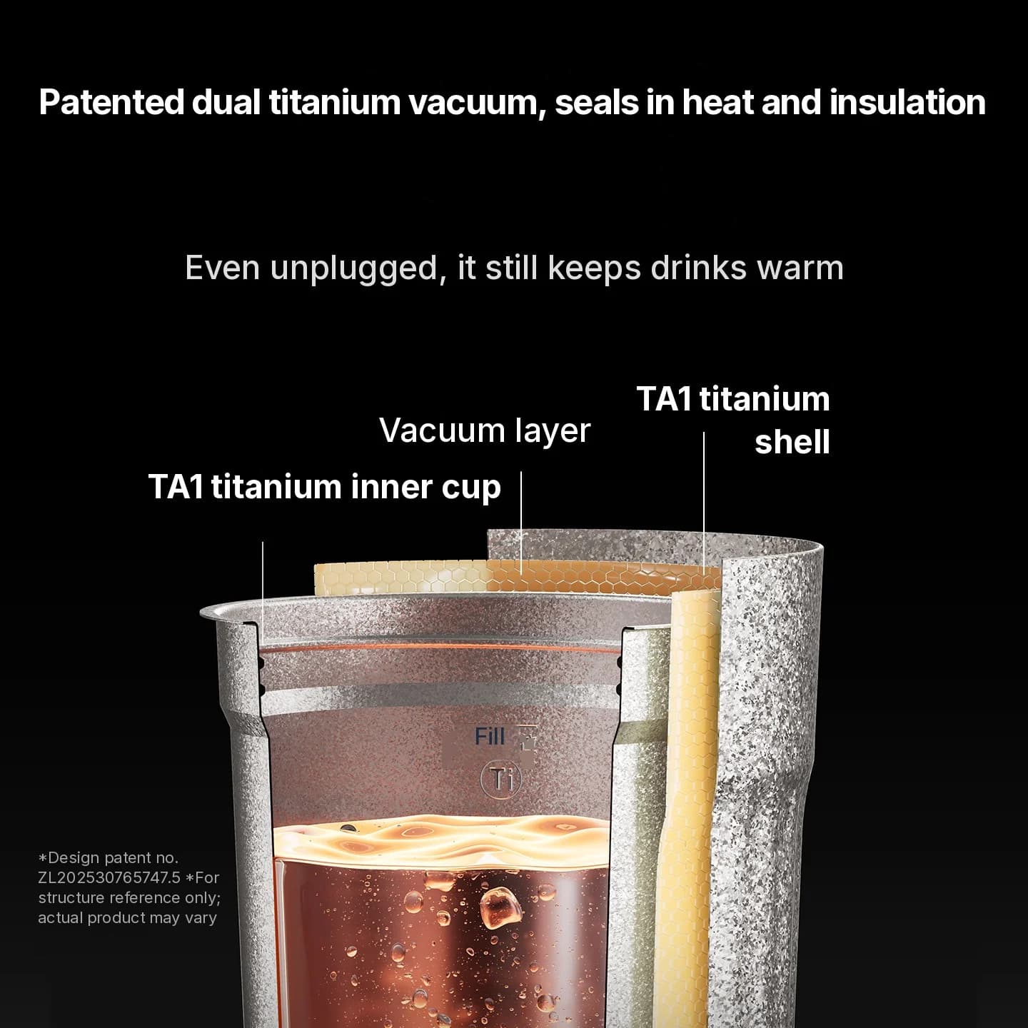 Tasse de voyage électrique en titane 400ml avec affichage de température