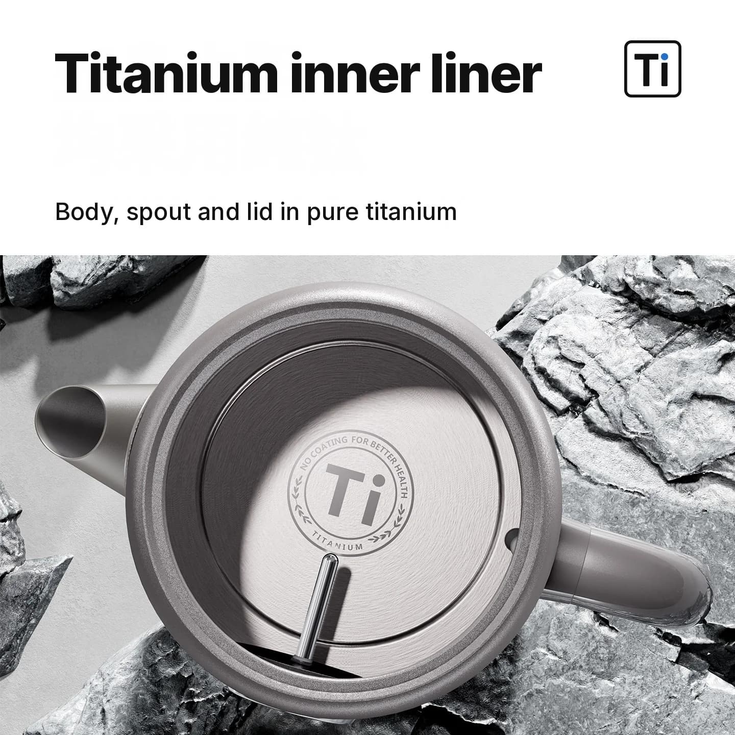 Bouilloire électrique en titane pur 1.8L avec affichage de la température