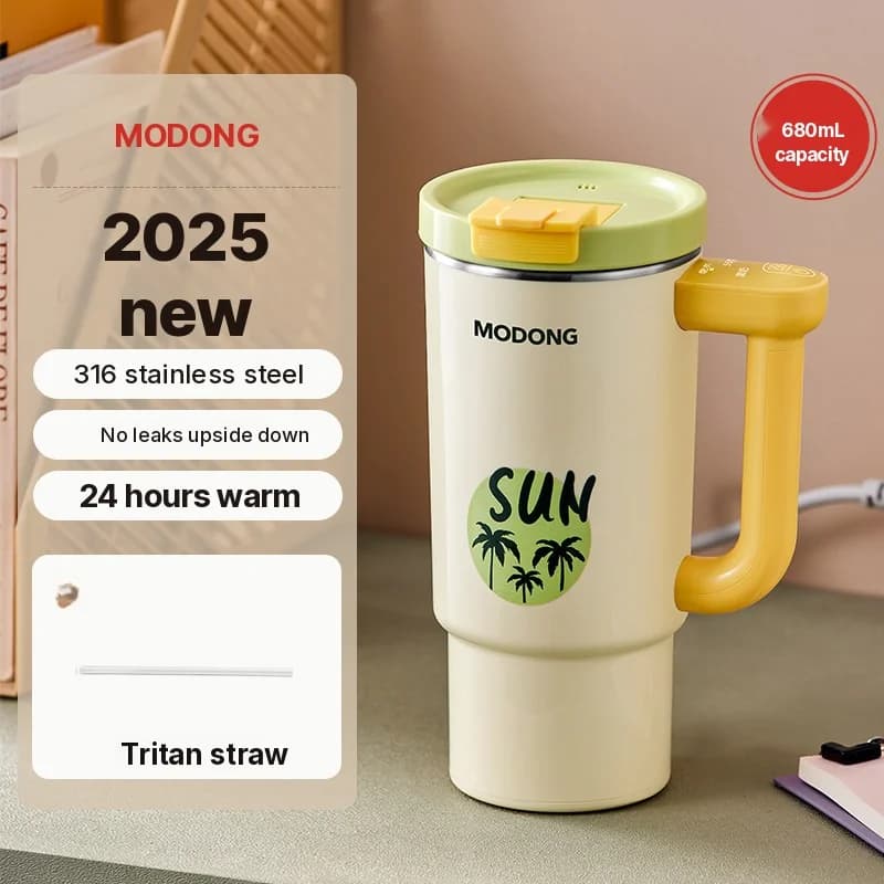 Tasse chauffante électrique portable avec intérieur en acier inoxydable 680ml